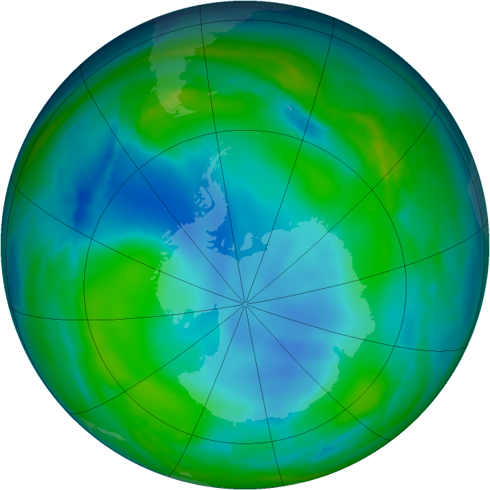 Antarctic ozone map for 11 June 2007